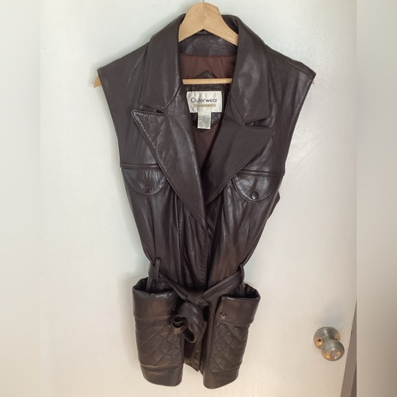 Vintage Chocolate Genuine Lamb Leather Vest M
